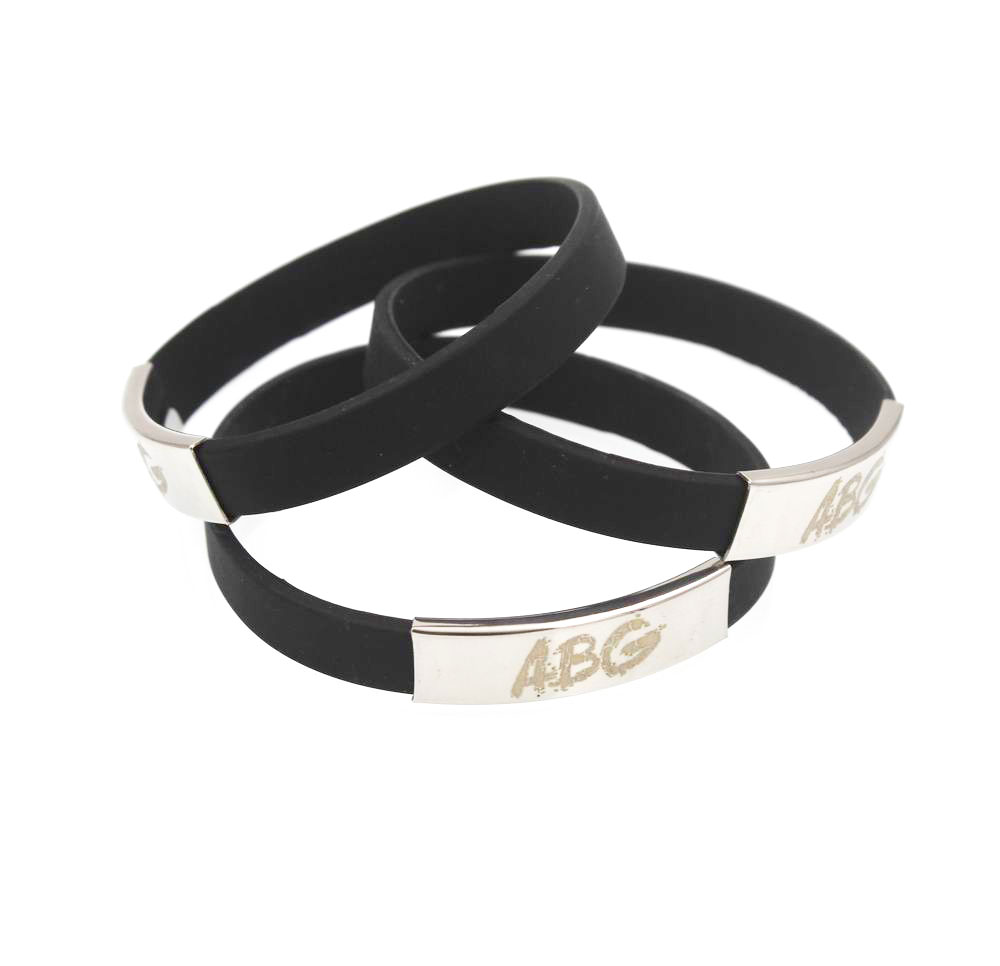 metal black silicone bracelet