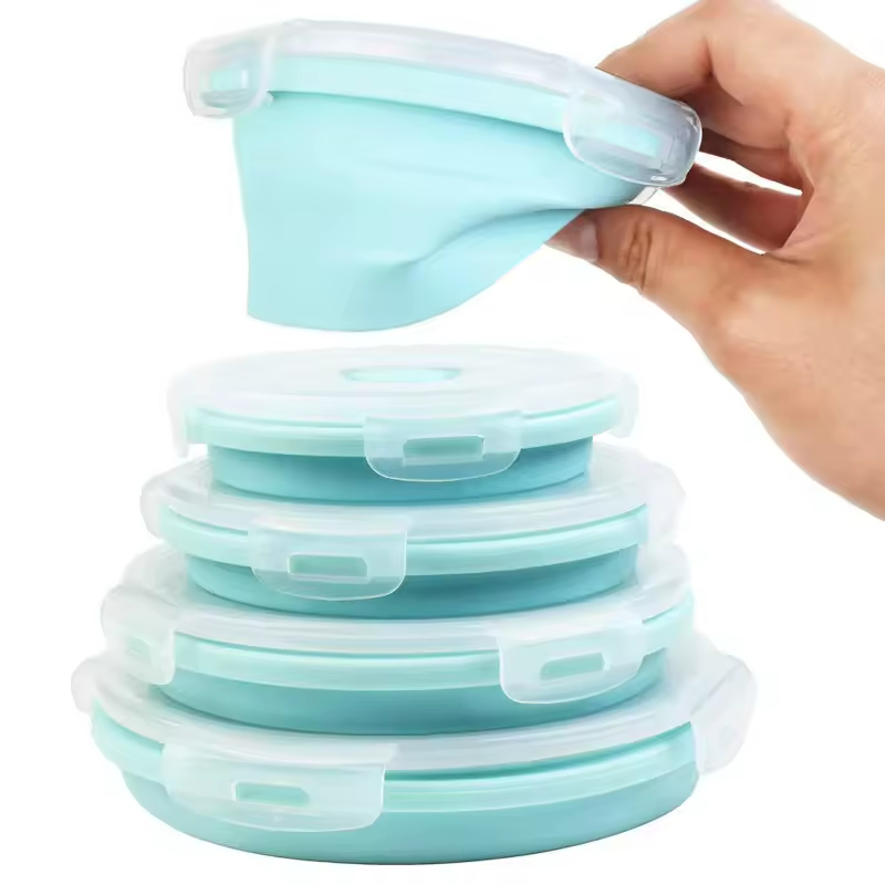 Round 4pcs Collapsible Folding Silicone Food Storage Containers (8)