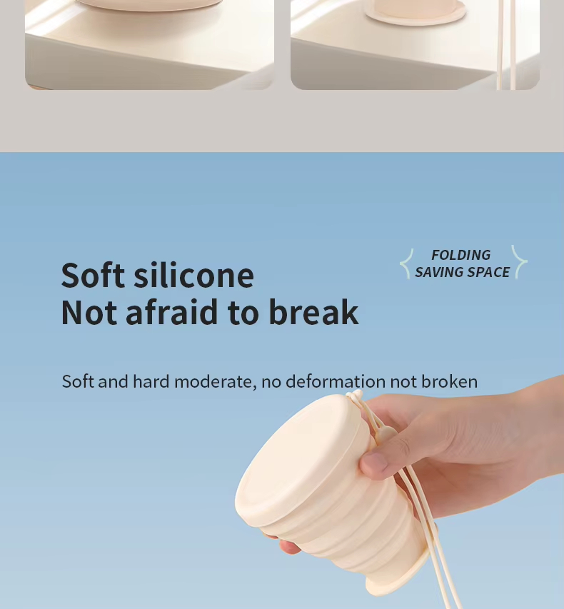 Foldable Silicone Water Cup with Lid 200ml