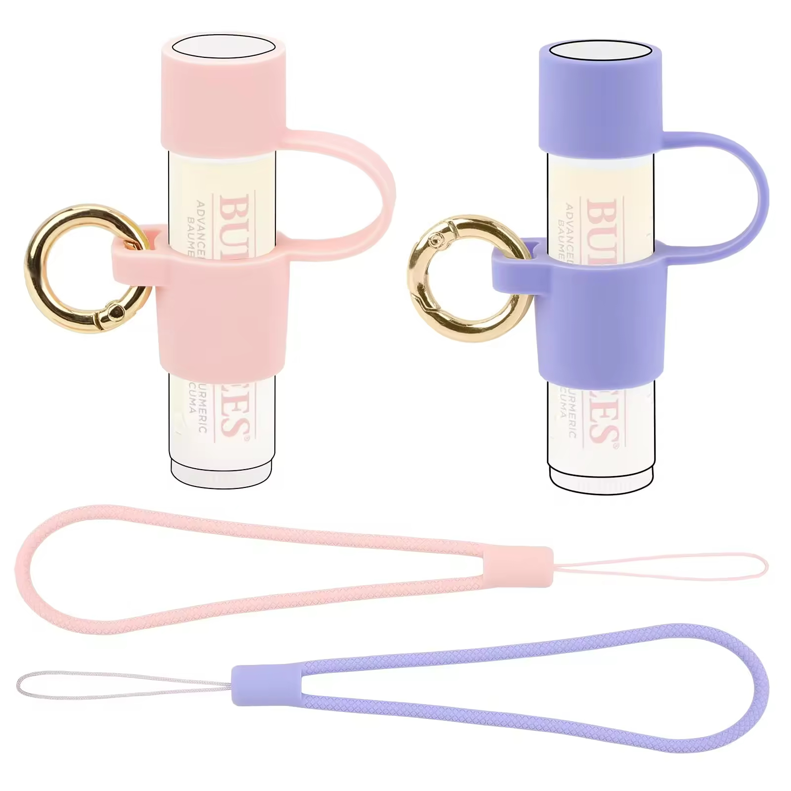 2pc Silicone Lip Balm Holder keychain