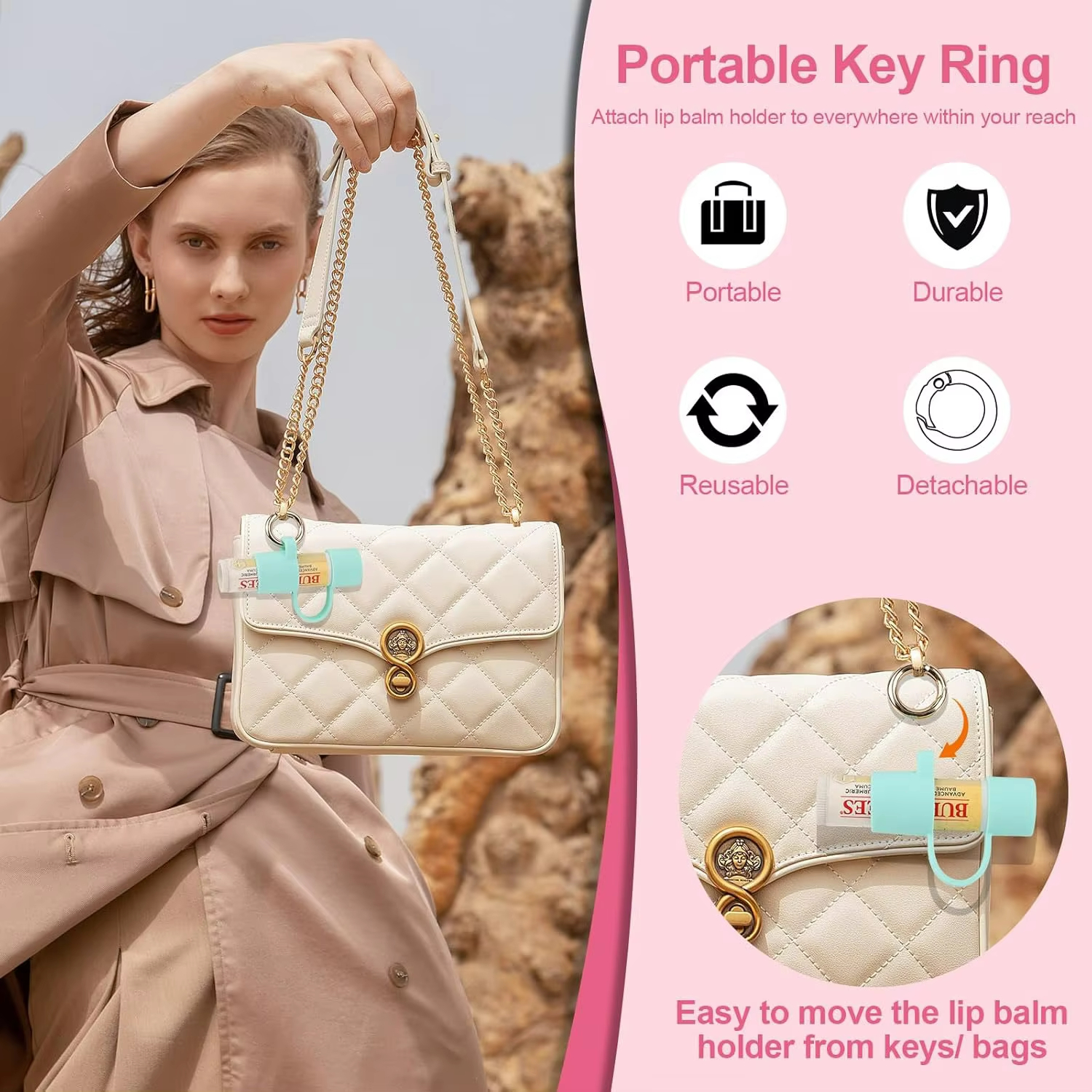 Silicone Lip Balm Holder key chain