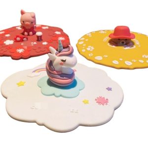 Silicone Cup Coffee Tea Lid Cute Cartoon Design