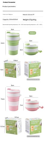 350ml Foldable Travel Silicone Cup