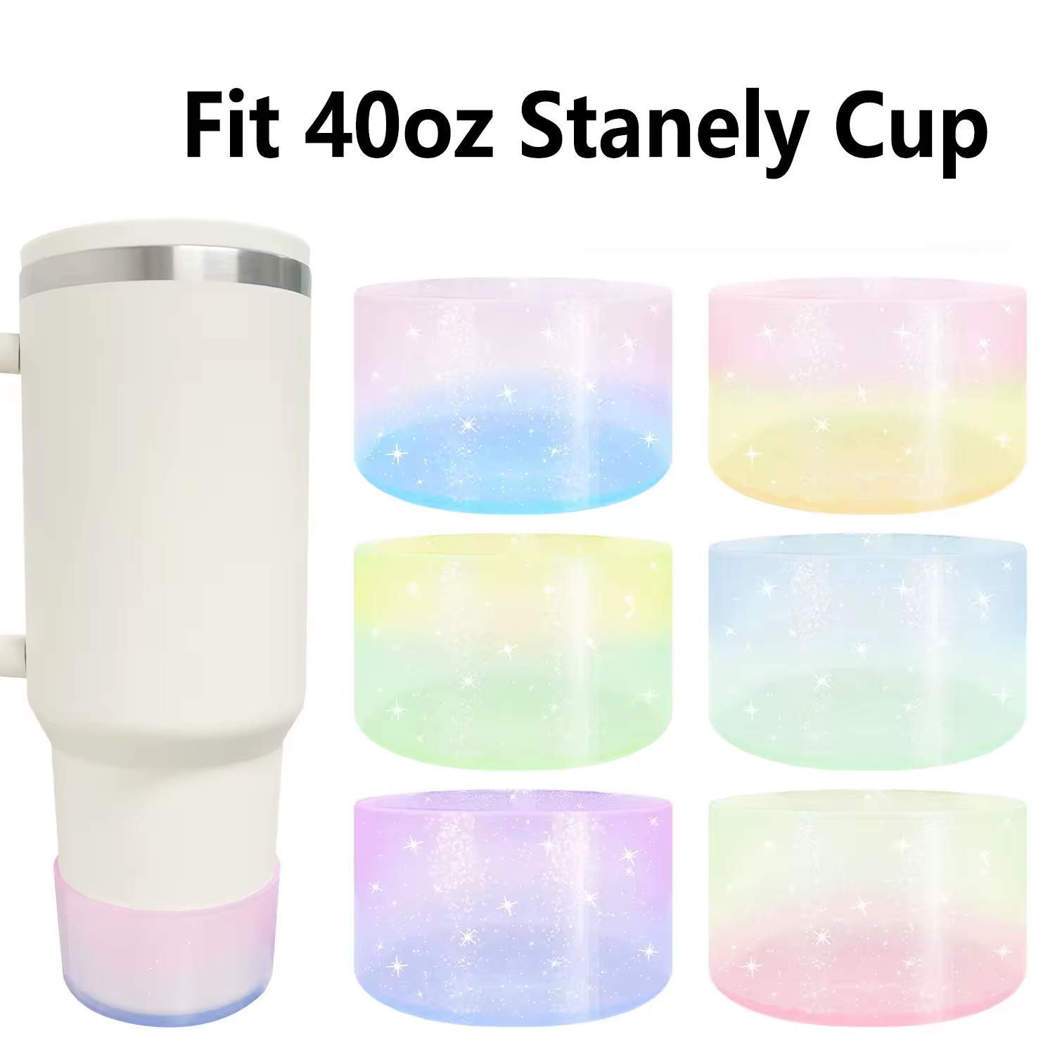 Gradient Glitter Silicone Cup Cover