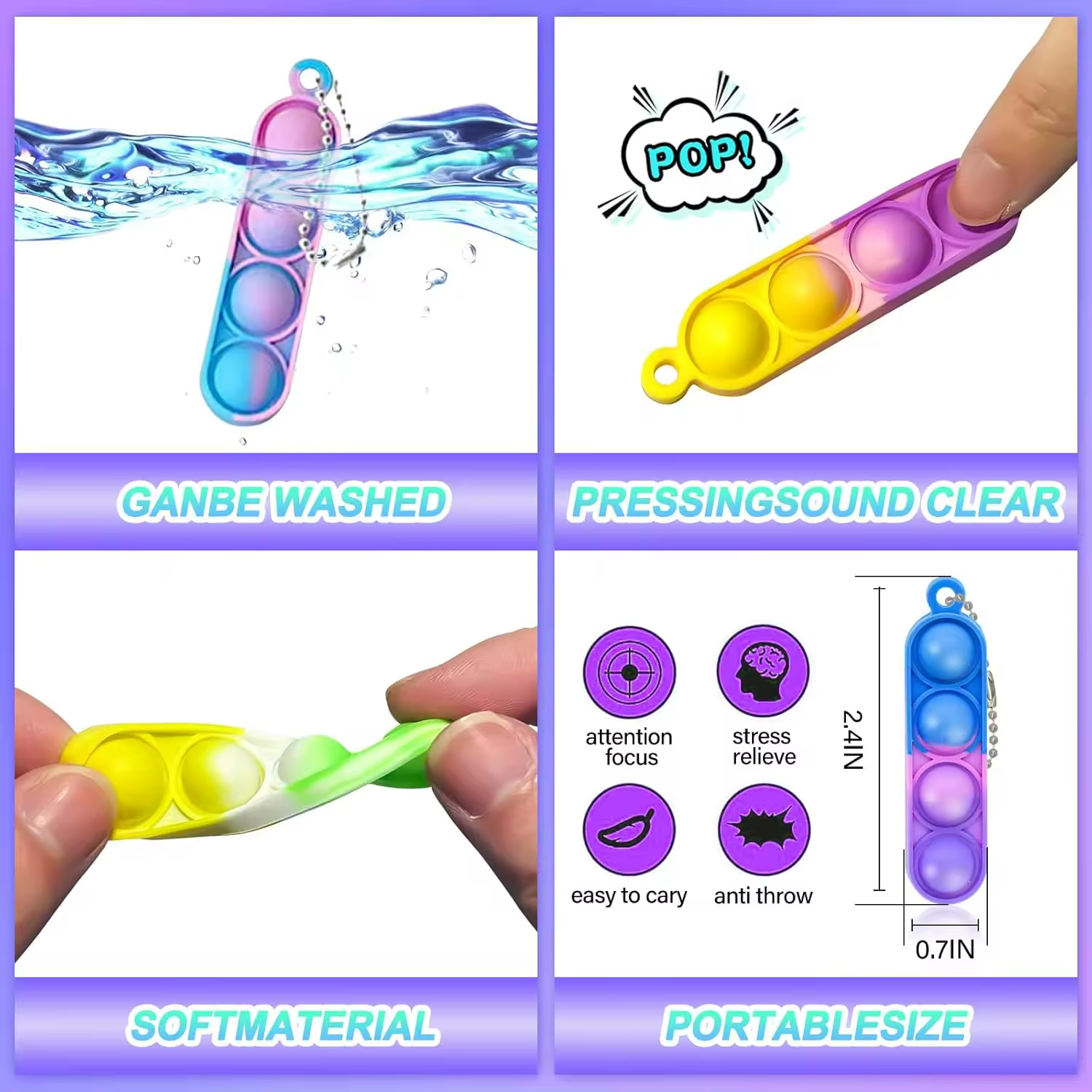 Mini Pop Fidget Keychain